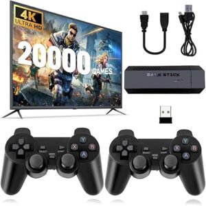 Retro Game Console,Wireless Retro Game Stick with 20,000+ Built-in Games, HDMI Output, Plug & Play, 2.4G Wireless Gamepads, Ideal for Family